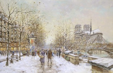  Paris Art - antoine blanchard hiver in paris notre dame